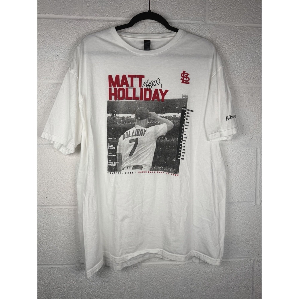 St Louis Cardinals Matt Holliday Hall of Fame 2022 T-Shirt XL Edward Jones MLB